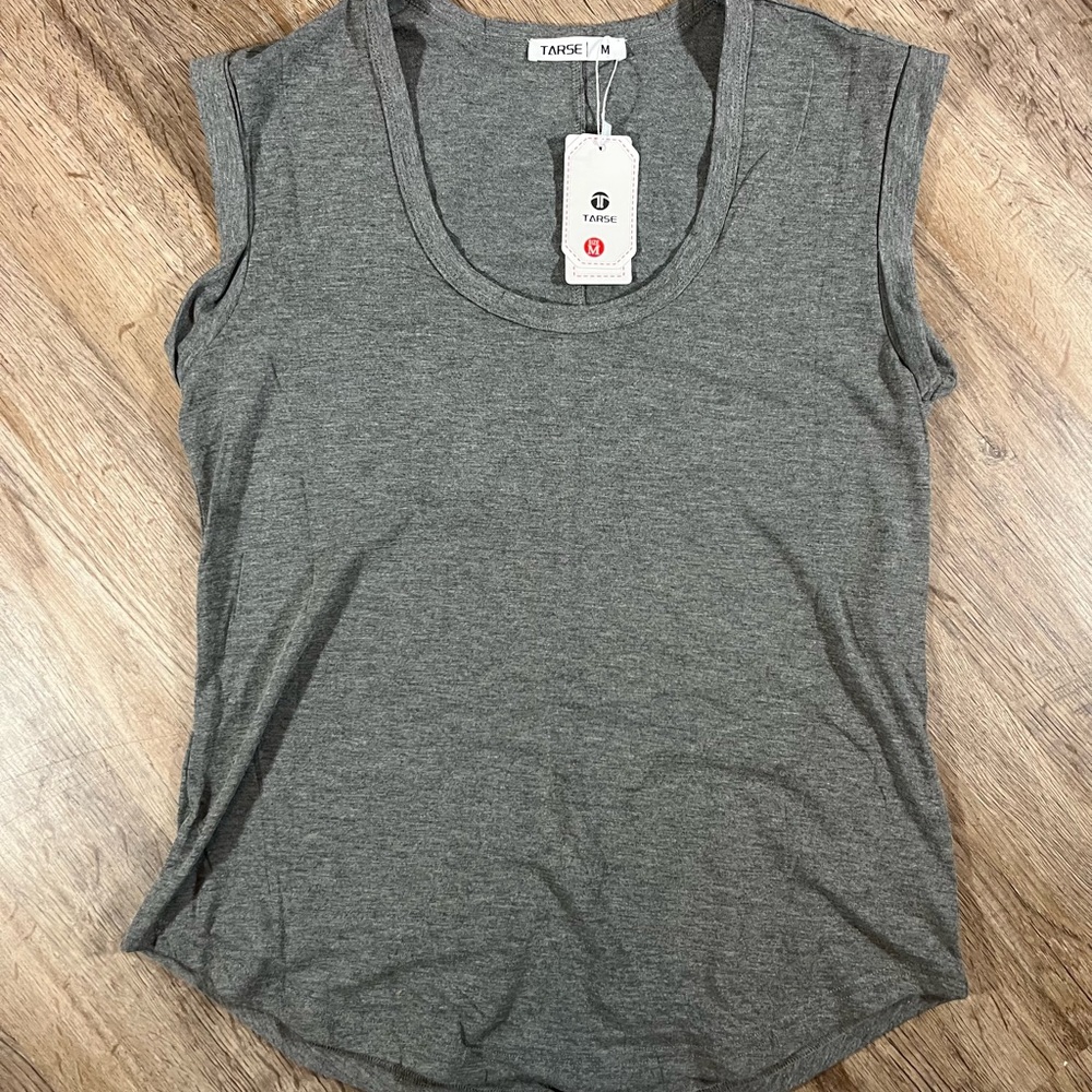 TARSEE Women's Gray Scoop Neck Tank Top